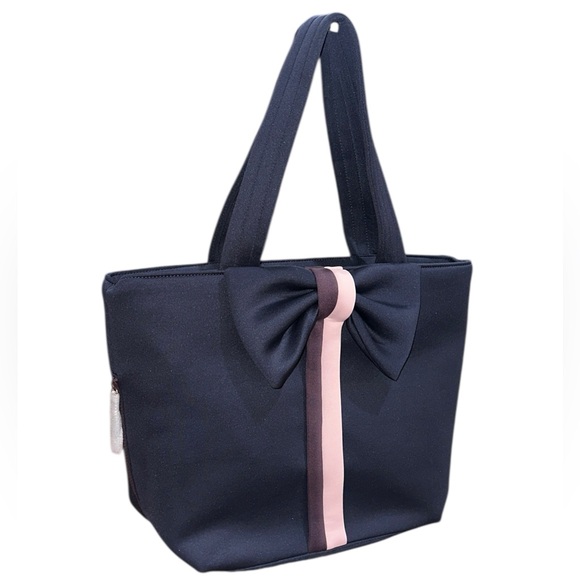 NEW ~ Stella & Dot Crush It Bow Tote in navy blue with Bow Accent Zip closure - Picture 8 of 12
